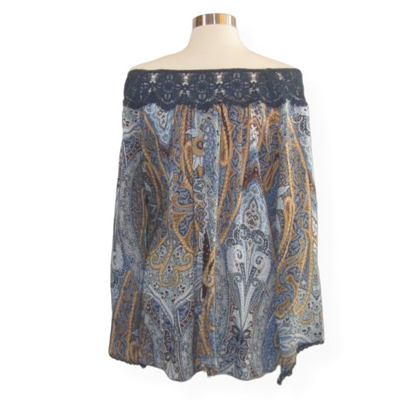 ONE WORLD Tops - One World Crochet Detail Blouse